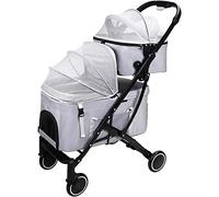 Passeggino per cani Passeggino per animali Sistema di viaggio per animali multifunzionale a doppio strato con 4 ruote Carrello pieghevole con telaio in lega di alluminio per cani e gatti di piccola