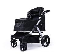 Passeggino per cani Passeggino per cani di grossa taglia Passeggino da viaggio Passeggino per gatti Carrozzina per due gatti Passeggino in tessuto Oxford traspirante Lega di alluminio (Rosso) (Nero)