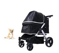 Passeggino Per Cani Passeggino Per Cani E Gatti Di Taglia Media, Passeggino Per Cani Facile Da Camminare Passeggino Per Cuccioli Anteriore Girevole A 360 Gradi Con Finestre A Rete,Nero