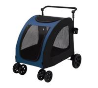 Passeggino per Cani Passeggino Per Cani Pieghevole Con 4 Ruote E Maniglia Regolabile Lucernario In Rete Passeggino Per Cani Di Taglia Grande E Media Trasporto per Animali Domestici Cane Gatto(Blue bla