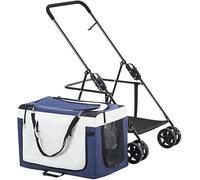 Passeggino per cani per 2 cani, cuccioli e gattini, passeggini per cani di piccola taglia Passeggino leggero Passeggino traspirante per gatti, cani e altro ancora, passeggino pieghevole (Dark B