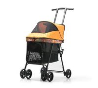 Passeggino Per Cani Piccoli Passeggino Per Cani E Animali Domestici Con Cesto Portaoggetti Per Gli Acquisti Facile Da Piegare Maniglia Soft Touch Regolabile Altezze Fino A 10 Kg(Yellow)