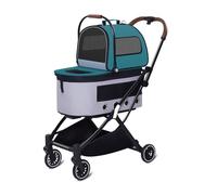 Passeggino Per Cani Pieghevole Carrozzina Per Cani Multifunzionale A Doppio Livello Con Finestre A Rete Passeggino Smontabile Per Passeggiata Viaggio E Shopping Carico 10 Kg / 15 Kg (Color : Green)