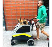 Passeggino per cani premium Carrozzina pieghevole a 4 ruote Carrello da viaggio per passeggiate per cani di taglia piccola, media e grande S