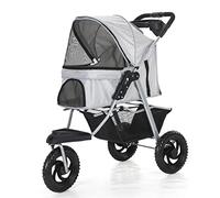 Passeggino per cuccioli Passeggino di lusso rosa per cani/gatti, Passeggino per cani a 3 ruote per cani di taglia piccola e media, Passeggino da viaggio pieghevole e rimovibile Portabicchieri + C