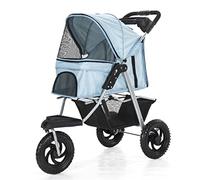 Passeggino per cuccioli Passeggino di lusso rosa per cani/gatti, Passeggino per cani a 3 ruote per cani di taglia piccola e media, Passeggino da viaggio pieghevole rimovibile Portabicchieri + Ces