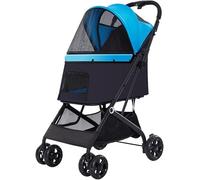 Passeggino per gatti/cani, facile da piegare con una mano, perfetto per cani di taglia media e piccola, pozzetto estensibile, manico reversibile, trasportino per animali domestici e passeggini per il