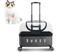 Passeggino per gatti con manico telescopico, trasportino rigido per cani e gatti di piccola taglia fino a 10 kg, ideale per viaggi ed escursioni
