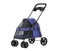 Passeggino per gatti e cani di piccola taglia - Passeggino per cani di prima qualità con parapioggia e portabicchieri, passeggino traspirante per viaggiare comodamente