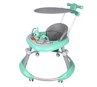 Passeggino per primi passi con musica, baby walker regolabile in altezza e pieghevole, con telo parasole (blu, 67 x 67 x 79 cm)