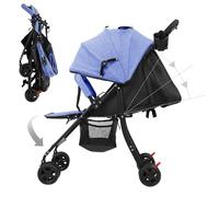 Passeggino pieghevole da viaggio, sedia pieghevole per bambini, sedia a spinta leggera pieghevole con una mano, schienale reclinabile regolabile, finestra a baldacchino estensibile, cestino