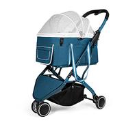Passeggino pieghevole per animali domestici 3 in 1 per cani e gatti Carrello da passeggio staccabile Seggiolino auto e passeggino con ingresso a pulsante per animali di piccola e media taglia Max. 4