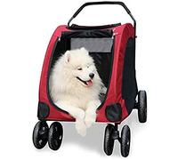 Passeggino pieghevole per animali domestici Cestino per cani e gatti con cerniera Passeggino per animali domestici a doppio ingresso adatto per viaggi Passeggino portatile con ruote (grigio) (rosso)