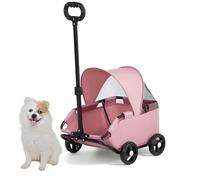 Passeggino pieghevole per animali domestici con maniglia girevole a 360° e tenda, ideale per cani e gatti di piccola taglia, leggero e portatile per passeggiate all'aperto