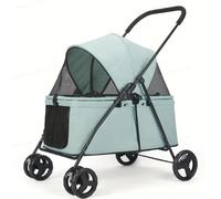 Passeggino pieghevole per cani e gatti 3 in 1 - Capacità max. 20 kg - Acciaio e EVA - con borsa per il trasporto rimovibile - Buggy Carrello per piccoli animali fino a 20 kg-50 x 70 x 95 cm (verde