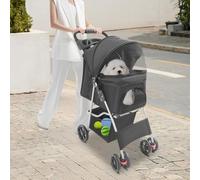 Passeggino pieghevole per cani e gatti con porta bicchiere d'acqua e cestino portaoggetti, buona traspirazione, per cani di piccola e media taglia