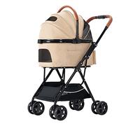 Passeggino pieghevole per cani e gatti, con trasportino staccabile, passeggino per cani a 4 ruote, per cani di taglia media, carrello, caricamento seggiolino auto traspirante premium (verde) (cachi)