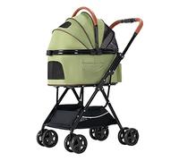 Passeggino pieghevole per cani e gatti, con trasportino staccabile, passeggino per cani a 4 ruote, per cani di taglia media, carrello, caricamento seggiolino auto traspirante premium (verde) (verde)