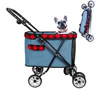 Passeggino pieghevole per cani e gatti, design a 4 ruote con cabina grande e braccioli regolabili, trasportino portatile per viaggi e avventure all'aria aperta