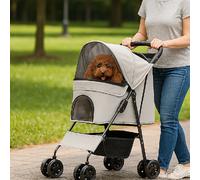 Passeggino Pieghevole per Cani e Gatti Taglia Media-Grande fino a 30kg Grigio