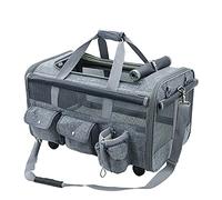 Passeggino portatile per cani di media taglia e gatti, borsa da viaggio 2 in 1 con ruote rimovibili in rete,da compagnia senza peso di 15 kg allo stesso tempo (rosa chiaro)