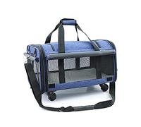 Passeggino portatile per cani di media taglia e gatti, borsa da viaggio 2 in 1 con ruote rimovibili in rete, animali da compagnia senza peso di 15 kg allo stesso tempo (blu)