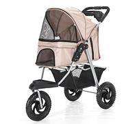 Passeggino Premium a 3 ruote/per animali domestici per cani e gatti di taglia piccola e media, Passeggino per gatti per passeggini con buggy da viaggio, Facile da piegare con una mano, Fodera rim