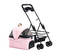 Passeggino premium per cani e gatti e animali domestici con portabicchieri rimovibile, passeggini per cani di piccola e media taglia, passeggino leggero con cerniera e chiusura lampo
