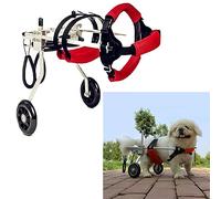Passeggino/sedia a rotelle per cani a 2 ruote rossa, sedia a rotelle regolabile per animali domestici per tutore per la gamba del cane e supporto per l'anca, ruote per disabili in alluminio