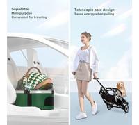 Passeggino separabile per cani e gatti, con portabicchieri, passeggino per cani di taglia media e piccola, passeggino pieghevole con copertura antipioggia (rosa)