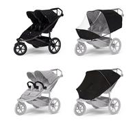 Passeggino sportivo Thule Urban Glide 3 Double Black + 2x Barra di sicurezza + Protezione antipioggia + Rete anti-zanzare