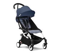 Passeggino Stokke YOYO3 da 6 mesi - Include telaio bianco/cuscino seduta Air France Blue + Capottina - Si ripiega e si apre in un lampo - Leggero e compatto - Compatibile con il bagaglio a mano