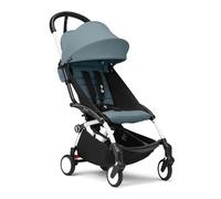 Passeggino Stokke YOYO3 da 6 mesi - Include telaio bianco/cuscino seduta Aqua + Capottina - Si ripiega e si apre in un lampo - Leggero e compatto - Compatibile con il bagaglio a mano