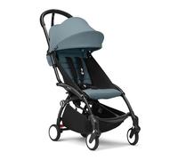 Passeggino Stokke YOYO3 da 6 mesi - Include telaio nero/cuscino seduta Aqua + Capottina - Si ripiega e si apre in un lampo - Leggero e compatto - Compatibile con il bagaglio a mano