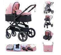 Passeggino Trio, Passeggino 3 in 1 con Due Modi Reversibili Spingere, Trio con Design Pieghevole in Un Clic, Trio Passeggino Neonati con Telaio Alluminio Paesaggistico Alto