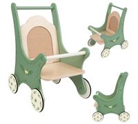 Passeggino vintage in legno per bambole