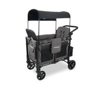 WonderFold W2 Elite KinderVan mit 2 Hochsitzen mit 5-Punkt-Sicherheitsgurten, verstellbarem Schiebegriff und höhenverstellbarem UV-Schutzverdeck, Charcoal Gray