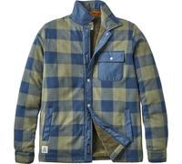 Passenger - Top in pile da uomo - Firelight Sherpa Lined Overshirt Dusty Olive Dark Denim Check per Uomo in Poliestere Riciclato - Taglia M - Blu