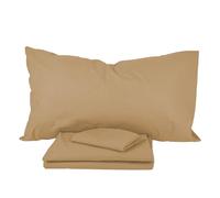 PASSION Completo letto, set lenzuola, Materiale 100% Puro Cotone, Lenzuola sopra, Lenzuolo sotto e 2 Federe da Letto, Biancheria da Letto Tinta Unita, Made in italy (Matrimoniale, Beige)