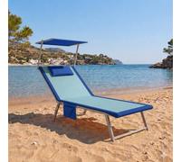 PASSION Rodi Telo Coprilettino Mare 192x72 cm con Cuscino Elastici e Tasche Laterali Copertura per Lettino da Spiaggia in Microfibra Assorbente ad Asciugatura Rapida Salvaspazio (Azzurro)