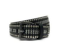 PASSIONE Cintura Borchiata Alta 4 cm - Borchie allineate - Borchie canna fucile, argento, argento vecchio - Vera pelle - Nero- Made in Italy (LunghezzaTotale 120cm-Girovita 105cm-Tg54)