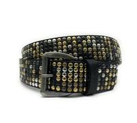 PASSIONE Cintura Borchiata Alta 4 cm - Borchie miste - Borchie oro, ottone, canna fucile, argento - Vera pelle - Nero - Made in Italy (LunghezzaTotale 110cm-Girovita 95cm-Tg50)
