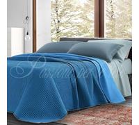 Passione per le tele Copriletto 80gr Trapunta Primaverile Leggera in Microfibra Trapuntino Primaverile Double Face bi-color Made in Italy (BLU chiaro/scuro, MATRIMONIALE)