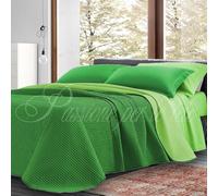 Passione per le tele Copriletto 80gr Trapunta Primaverile Leggera in Microfibra Trapuntino Primaverile Double Face bi-color Made in Italy (VERDE chiaro/scuro, MATRIMONIALE)