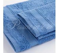 Passione per le tele Set Asciugamani in Spugna 1+1 Bagno Viso 60x110 Ospite 40x60 in Cotone 100% Spugna 600 gr/mq(1+1 celeste polvere)