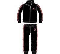 PASSIONECALCIOSHOP Tuta Pigiama Milan Ufficiale Bambino Ragazzo in Cotone Felpato Zip Lunga Anni 10 12 14 16 Rossoneri Calcio (Nero) (14 Anni)