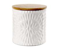 PASSIONECASA BARATTOLO CERAMICA BIANCO CM 10 H 12 TAPPO IN LEGNO