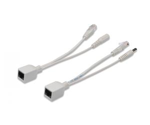 Passive PoE Cable Kit 1x Splitter PD cable, 1x Injector PSE cable, White
