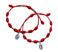 Passo 2 Bracciale filo rosso con nodi e medaglia della Madonna di Fatima - Amuleti della fortuna e protezione per i più devoti della Vergine di Fatima - Spedito in una scatola Hand Made