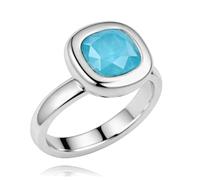 Passo Anello con pietra blu turchese da donna in argento. Questo anello Solien ha un cristallo intagliato in finitura ceramica molto originale, oltre ad essere un modello regolabile